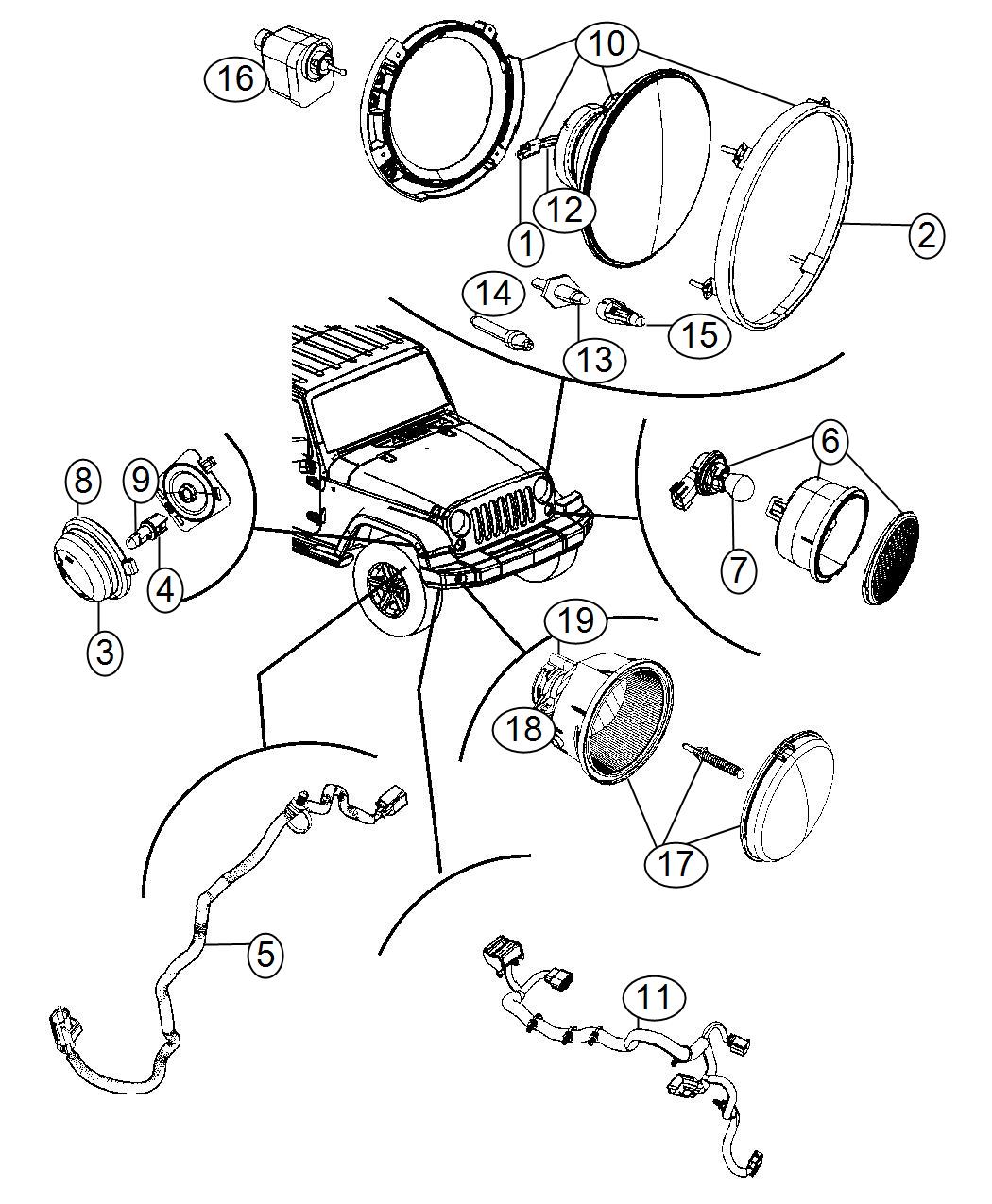 Diagram Lamps, Front. for your 2020 Jeep Wrangler   