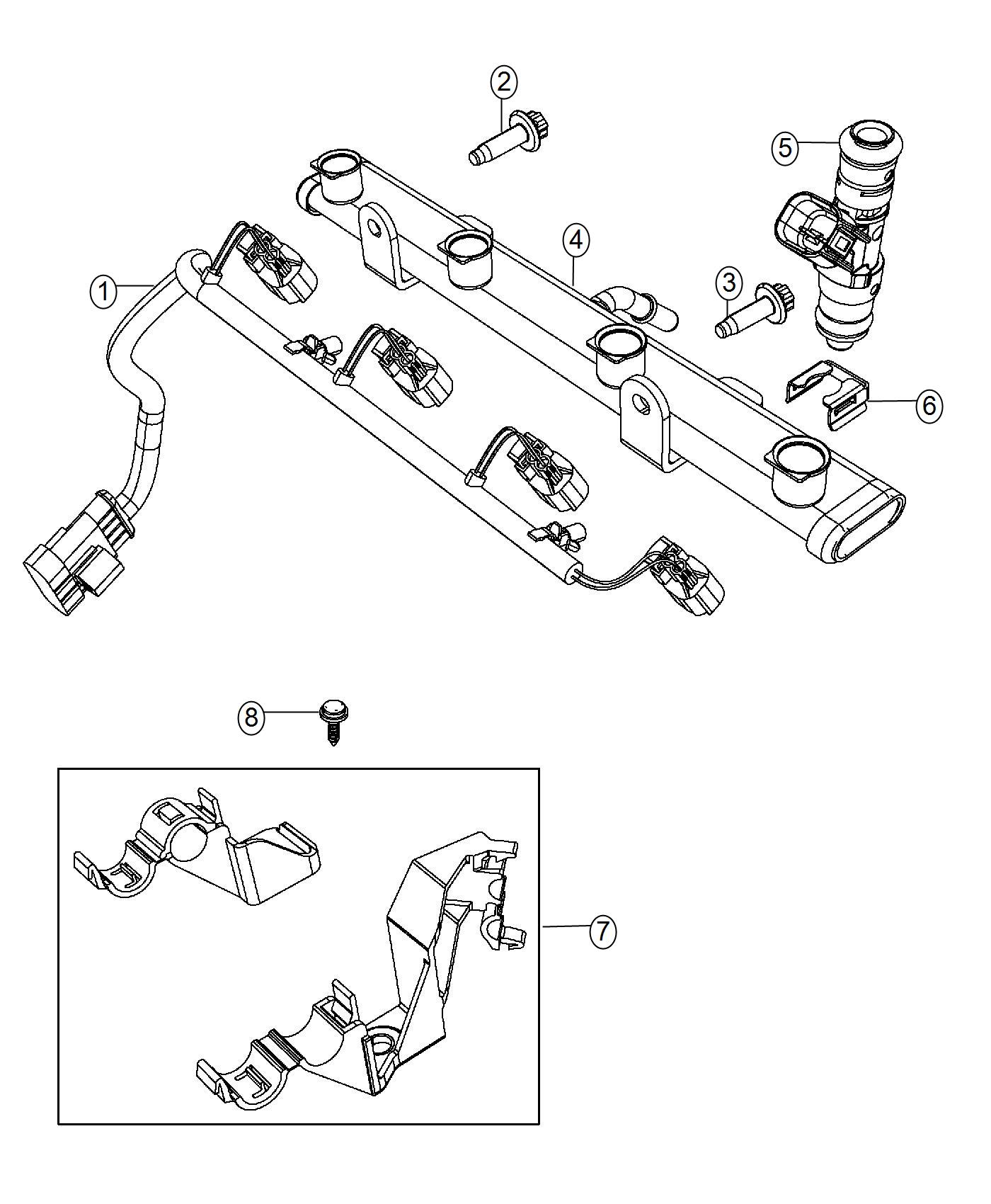 Fiat 500E Wiring. Injector. Fuel, injectors, rail, st - 04892871AA ...