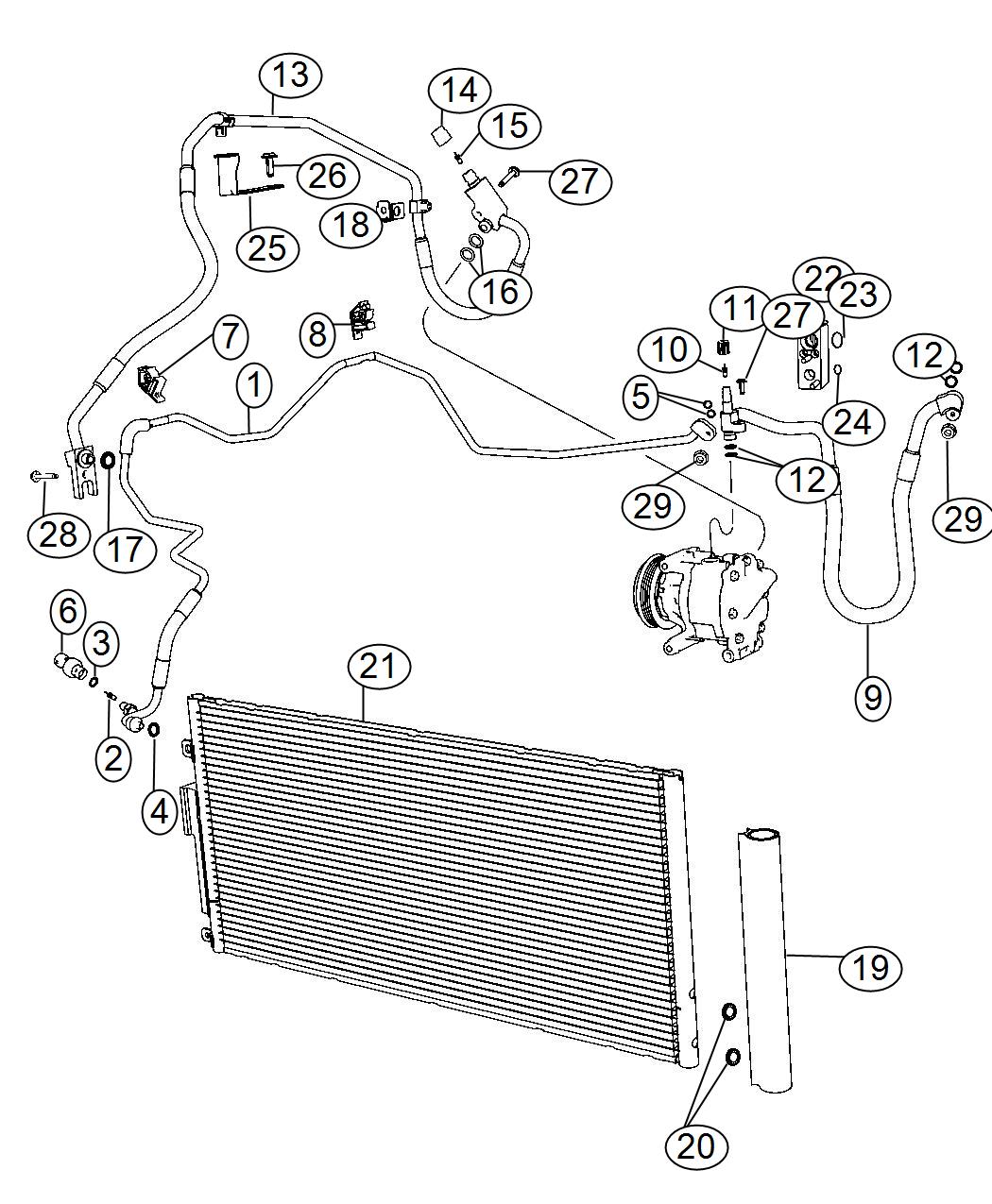 Diagram A/C Plumbing. for your 2019 Fiat 500X   