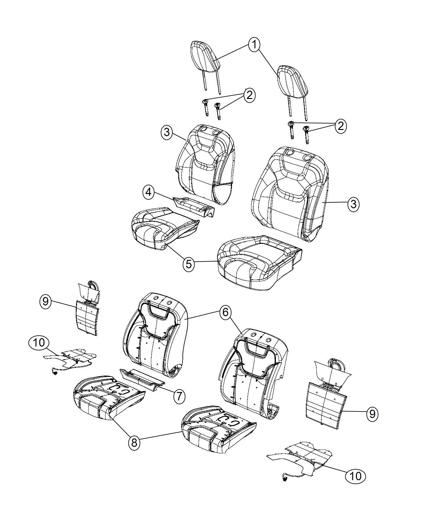 Diagram Front Seat - Bucket - Trim Code [D5]. for your Chrysler 300  M