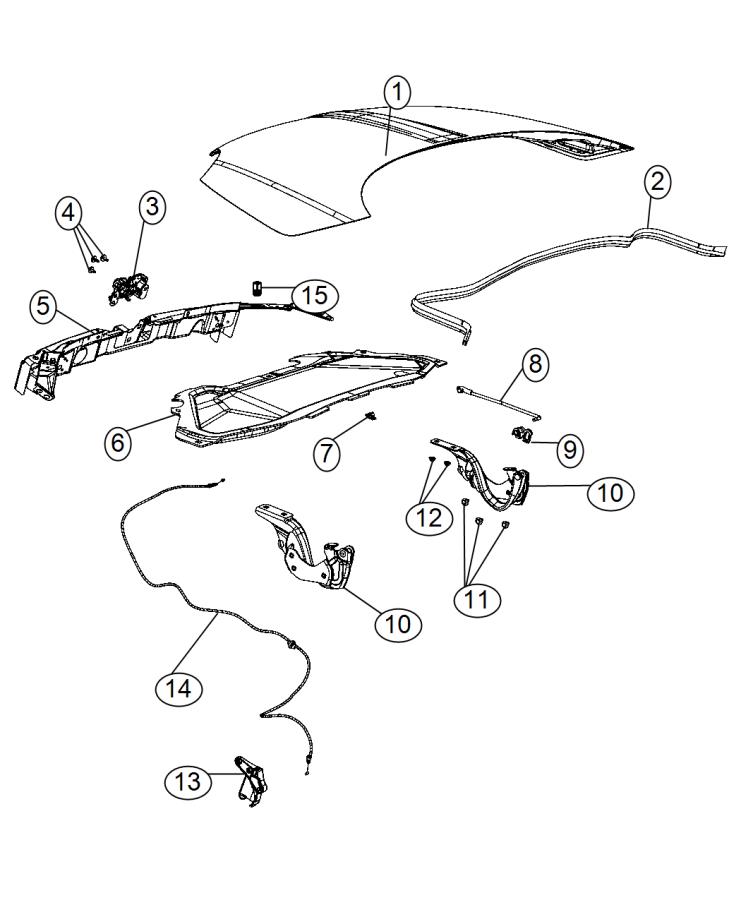 Diagram Hood and Related Parts. for your Fiat 500C  