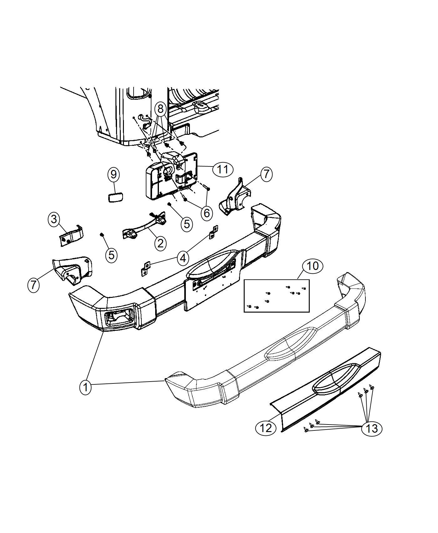 Diagram Rear Bumper. for your 2014 Jeep Wrangler 3.6L V6 A/T 4X4 Unlimited Sport 