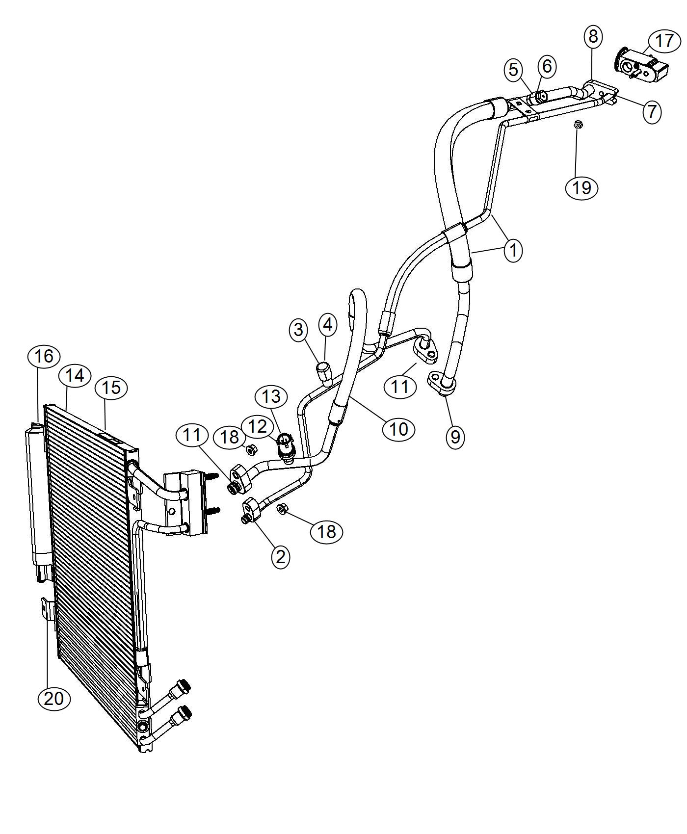 Diagram A/C Plumbing. for your Jeep Wrangler  