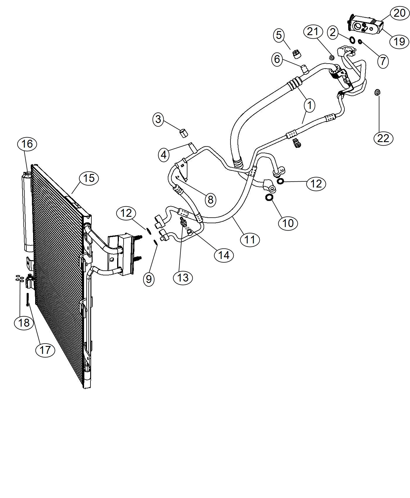 Diagram A/C Plumbing. for your 2014 Jeep Wrangler   