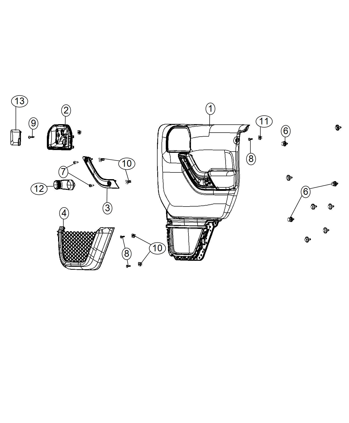 Diagram Rear Door Trim Panels - Full. for your 2014 Jeep Wrangler 3.6L V6 M/T 4X4 Unlimited Sahara 