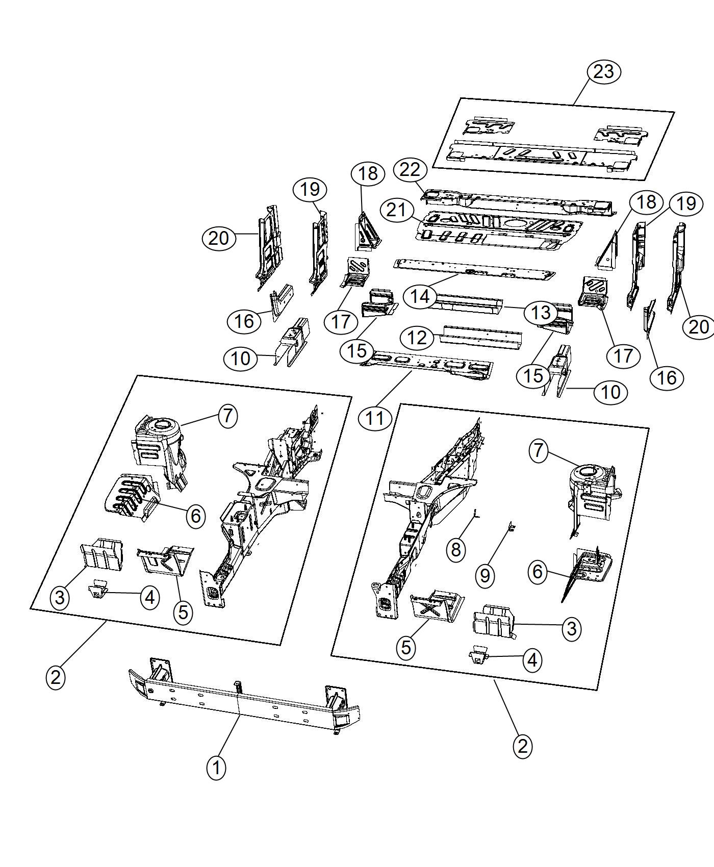 Diagram Floor Pan Front. for your 2000 Chrysler 300  M 