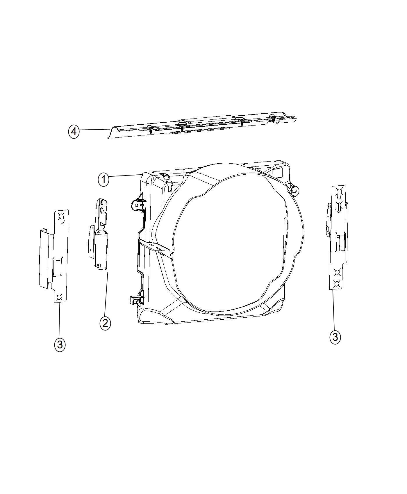 Diagram Radiator Seals, Shields, Shrouds, and Baffles. for your 2014 Jeep Wrangler   