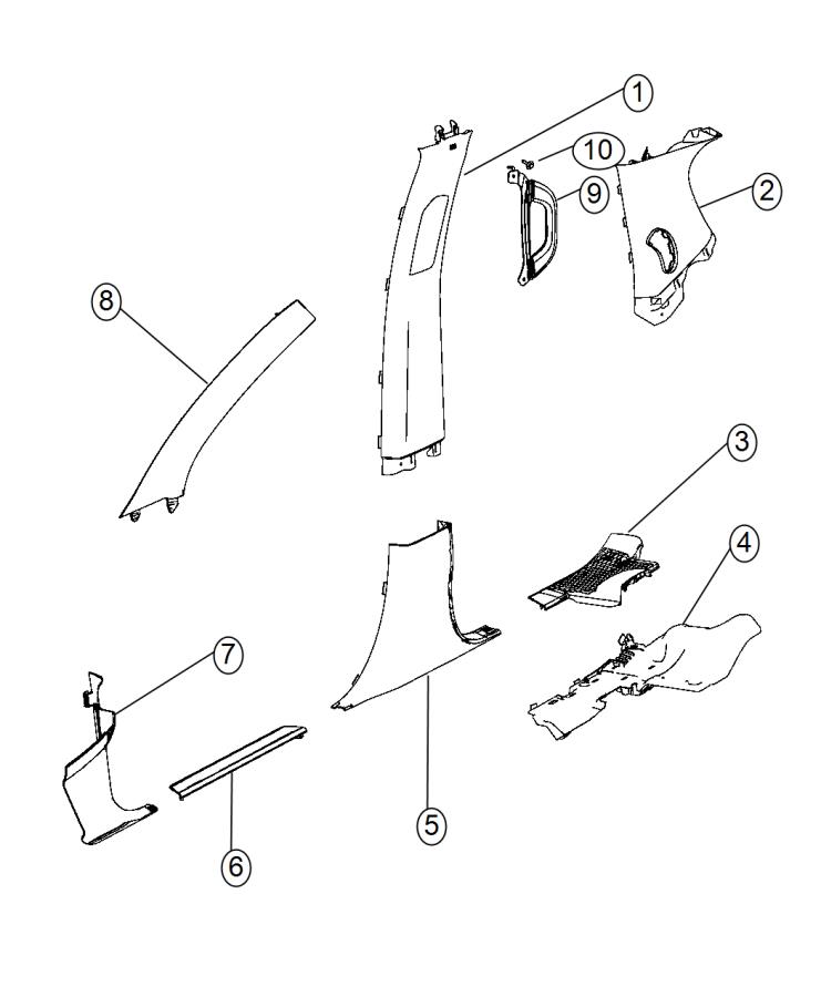 Diagram Interior Moldings and Pillars. for your Chrysler 300  M