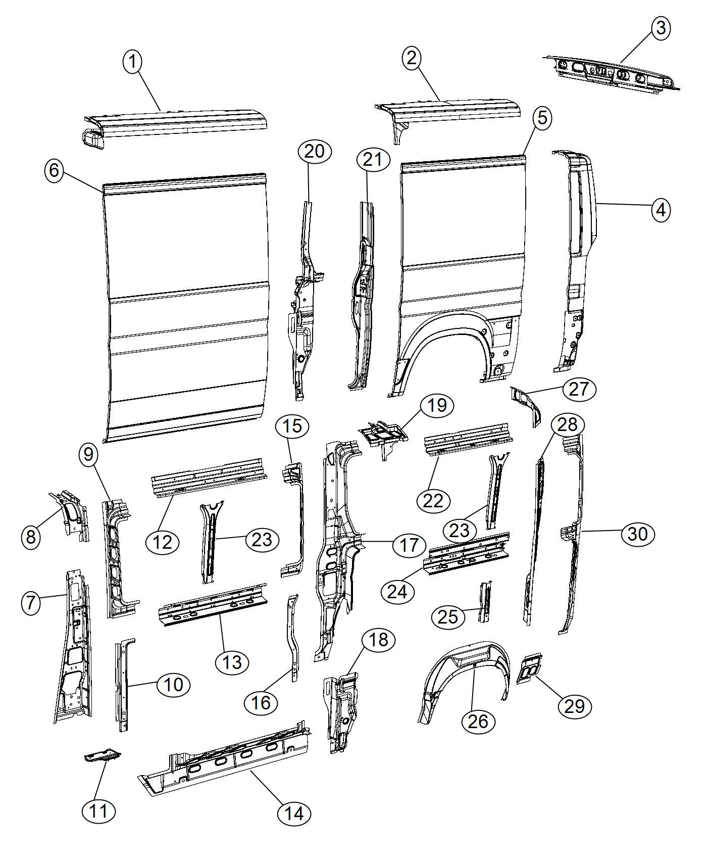 Diagram Panels Body Side 118 Wheel Base. for your 1999 Chrysler 300  M 