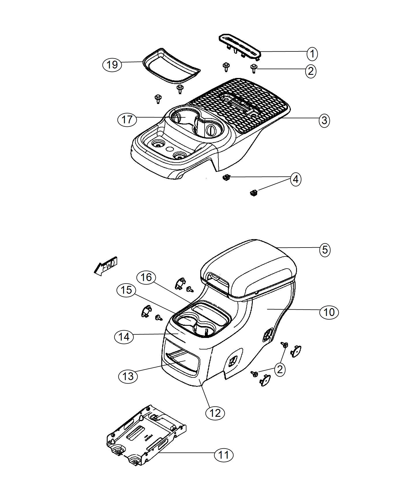 Diagram Floor Console Rear. for your Dodge