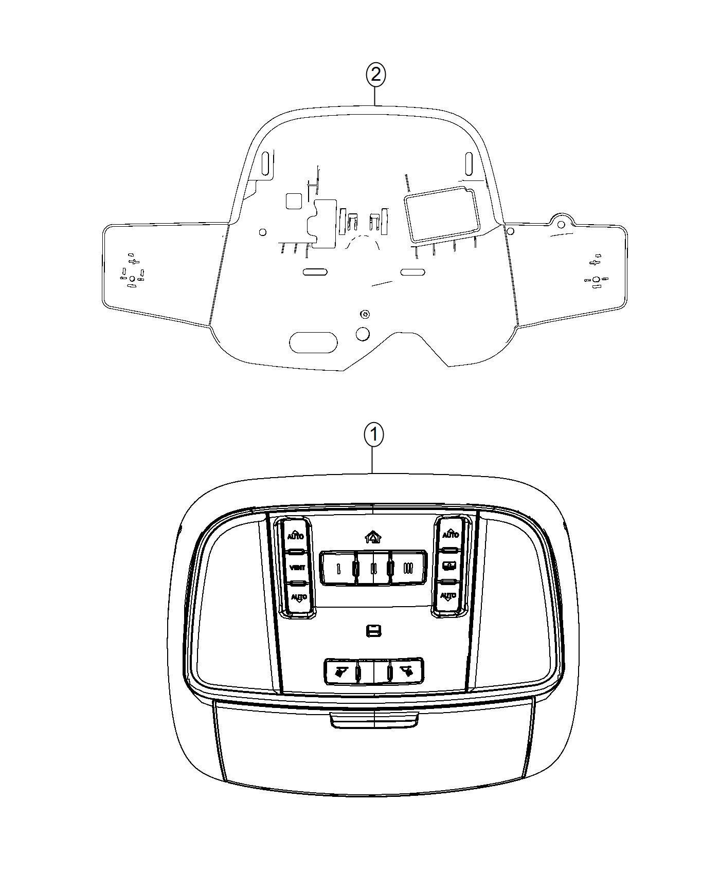 Diagram Overhead Consoles-Front. for your Dodge