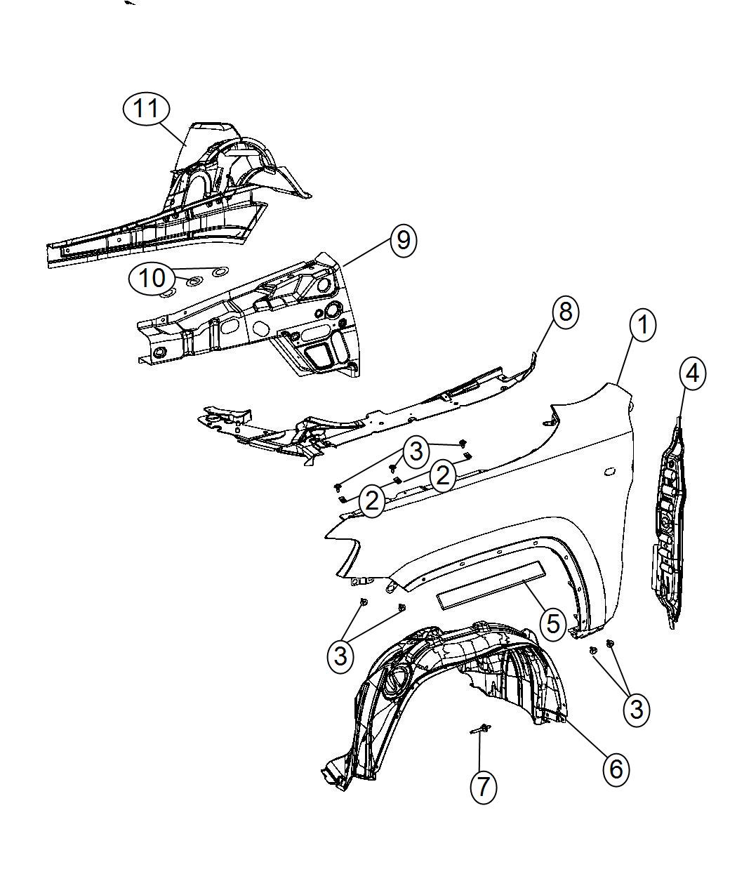 Diagram Front Fenders and Shields. for your 2000 Chrysler 300  M 