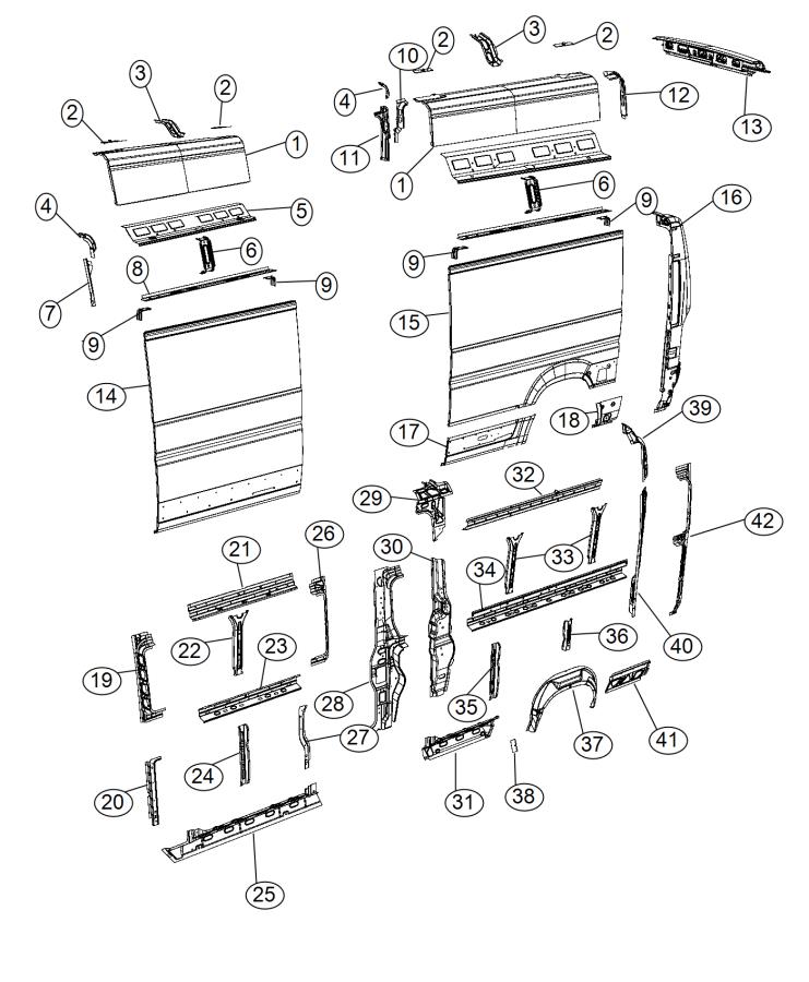 Diagram Panels Body Side 159 Wheel Base. for your 1999 Chrysler 300  M 