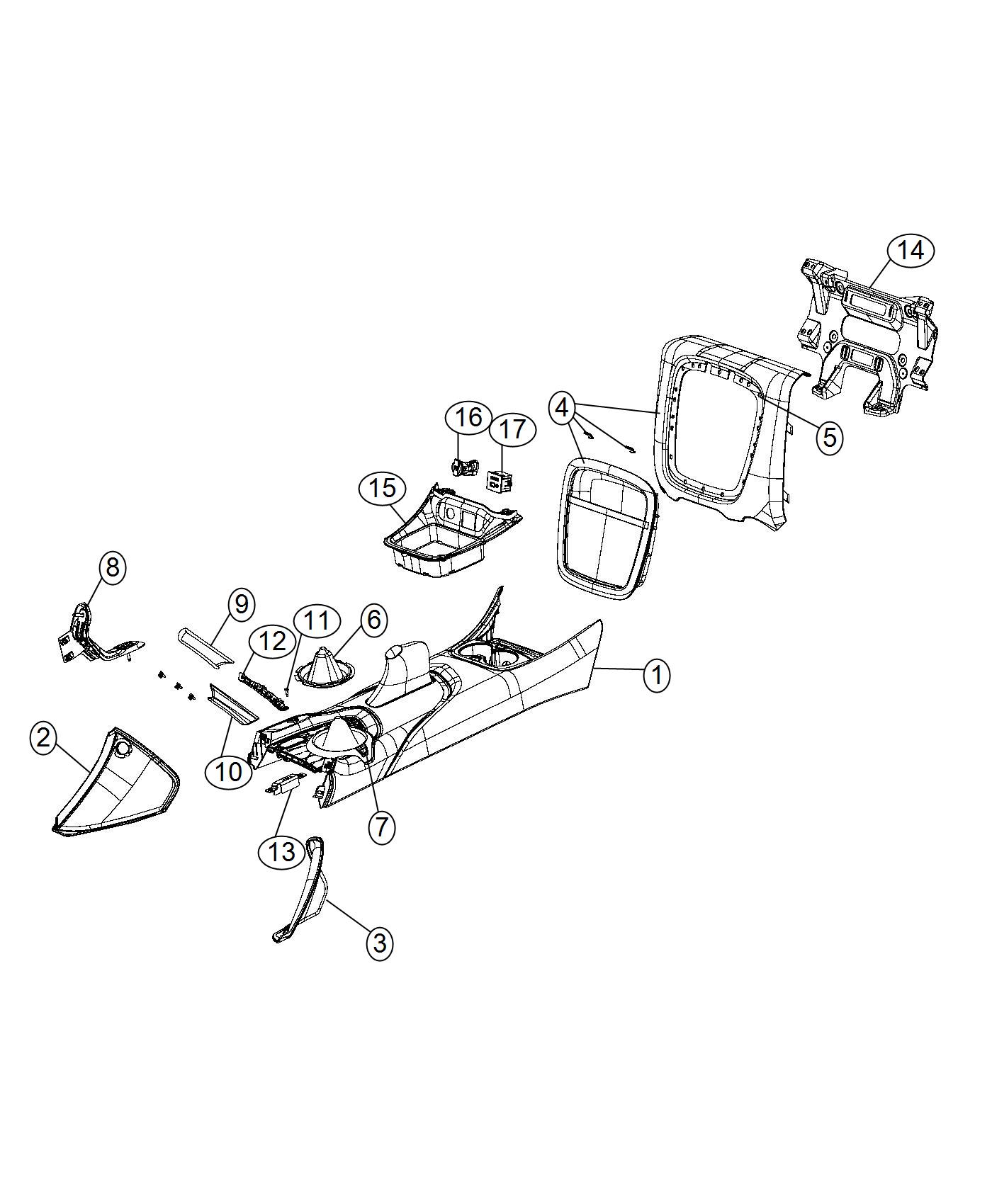 Diagram Floor Console Front. for your 2007 Dodge Grand Caravan LWB 2.4L I4 