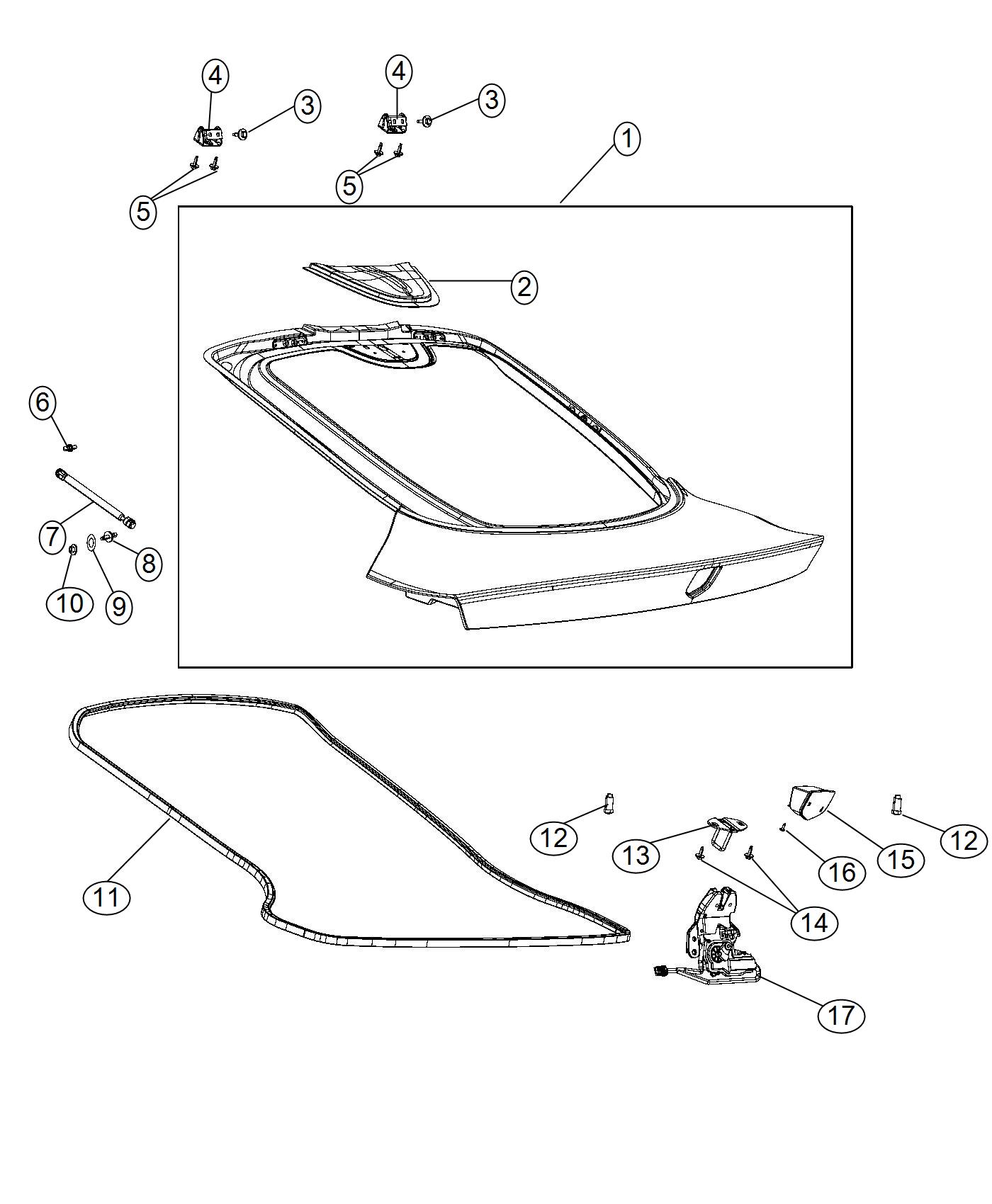 Diagram Liftgate. for your 2023 Dodge Hornet   