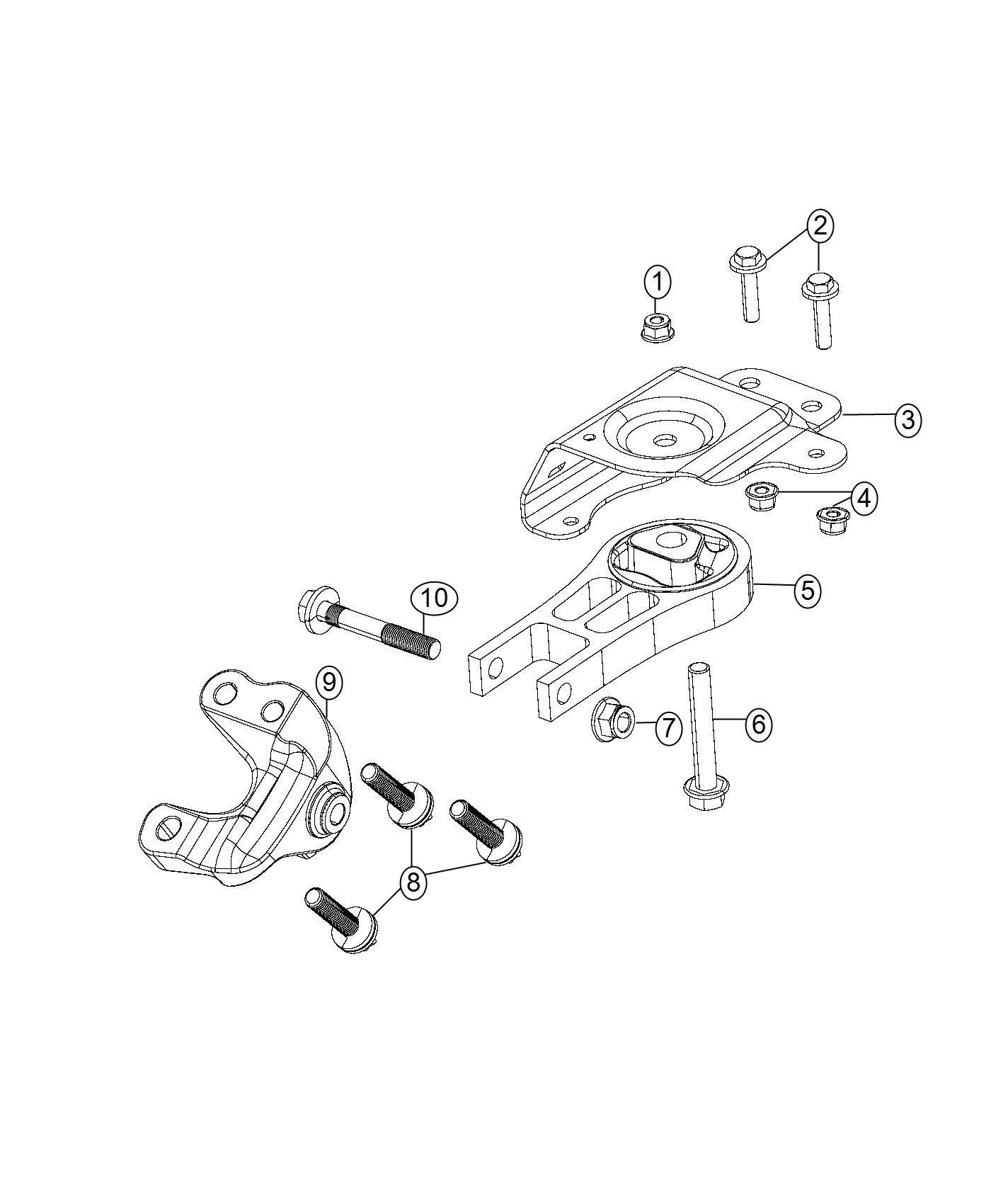 Diagram Engine Mounting Front/Rear 3.2L [3.2L V6 24V VVT Engine]. for your 1999 Chrysler 300  M 