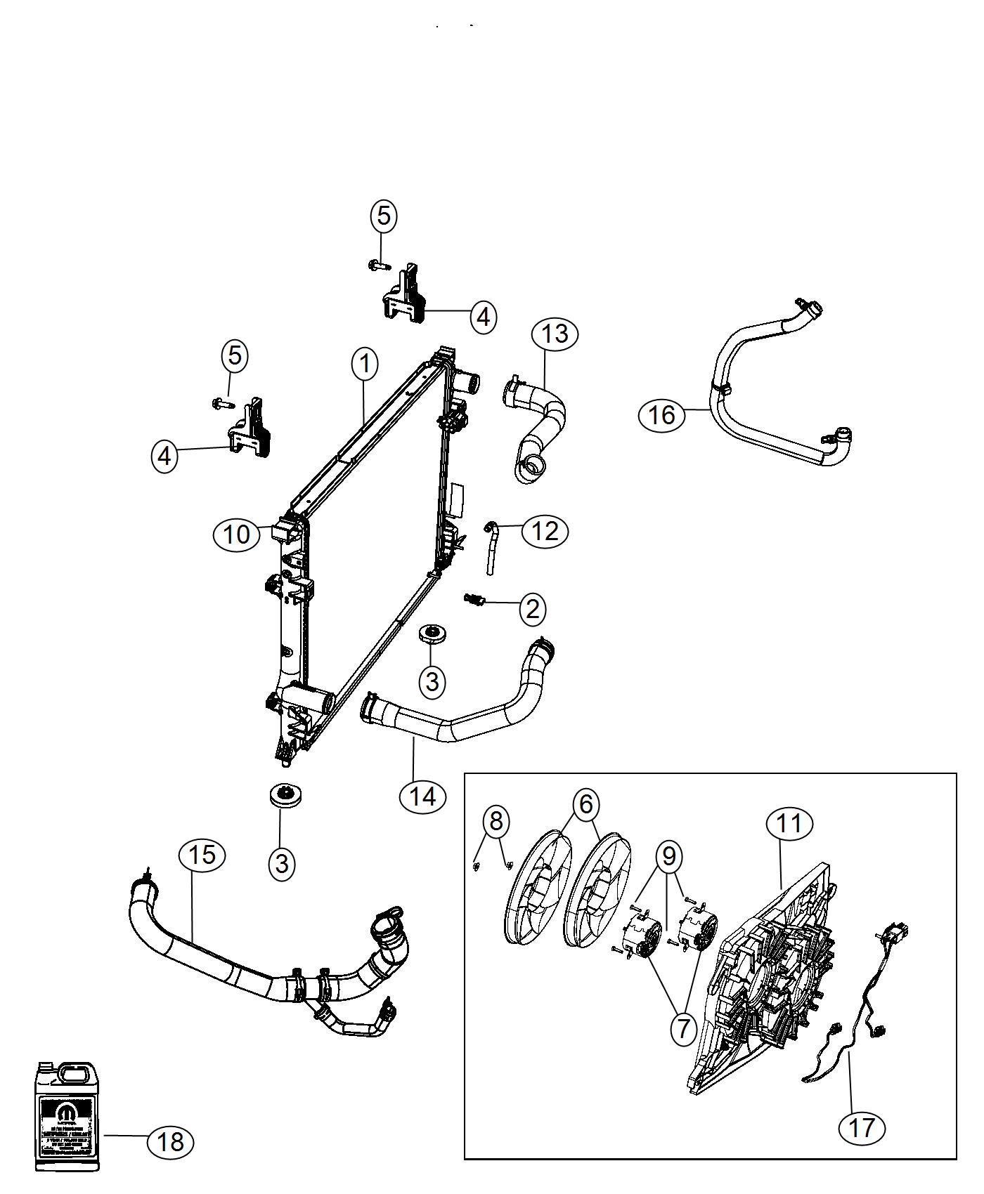 Diagram Radiator and Related Parts Dual Fan. for your Chrysler 300  