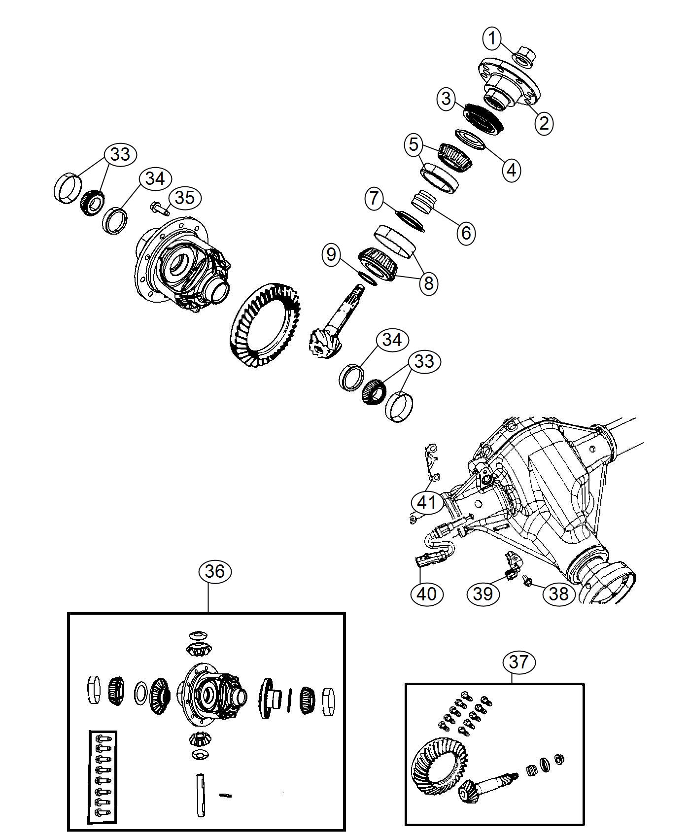 Diagram Differential Assembly, With [Tru-Lok Front and Rear Axles]. for your 2014 Jeep Wrangler   