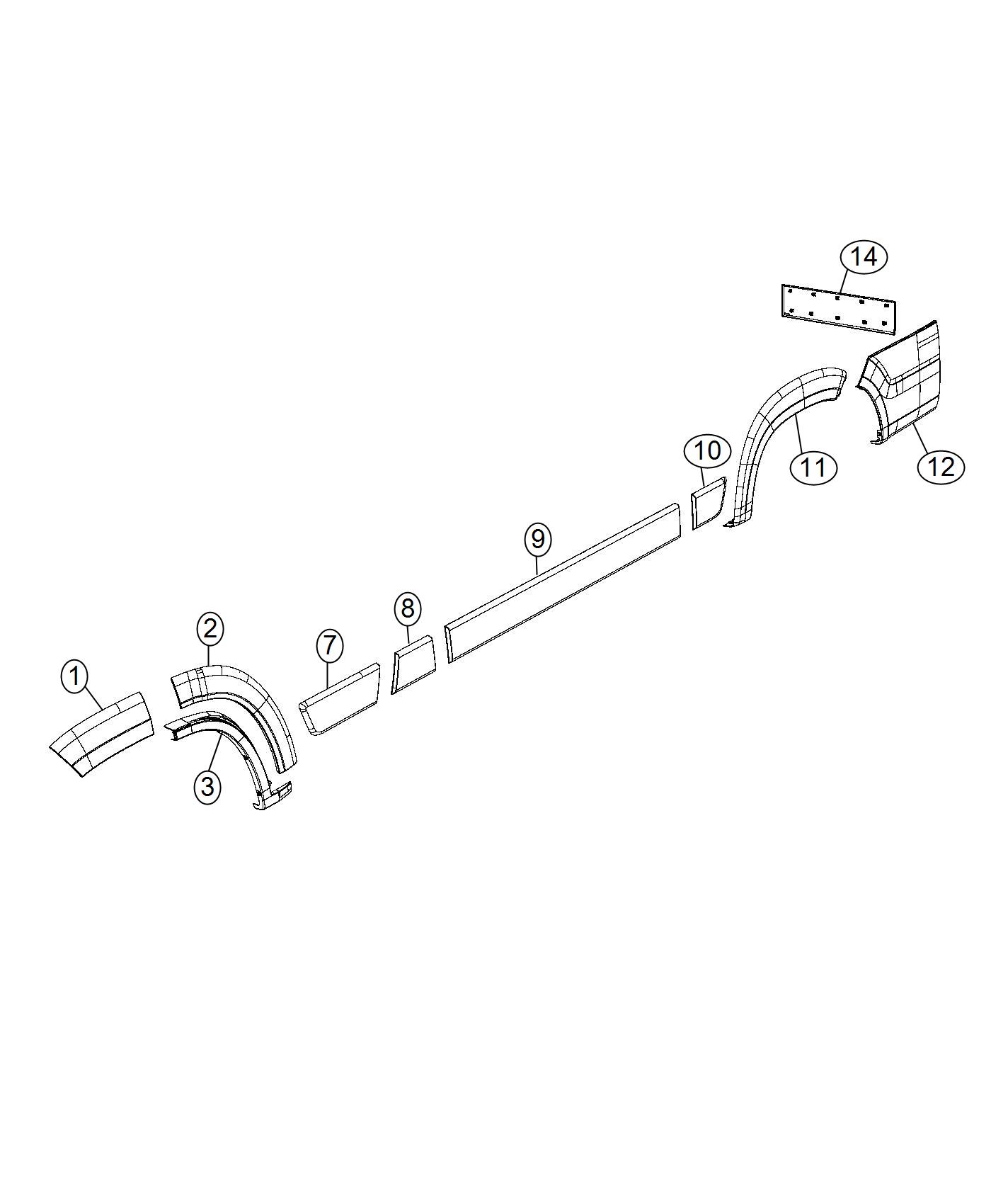 Diagram Exterior Ornamentation, Moldings and Claddings. for your 2004 Chrysler 300  M 