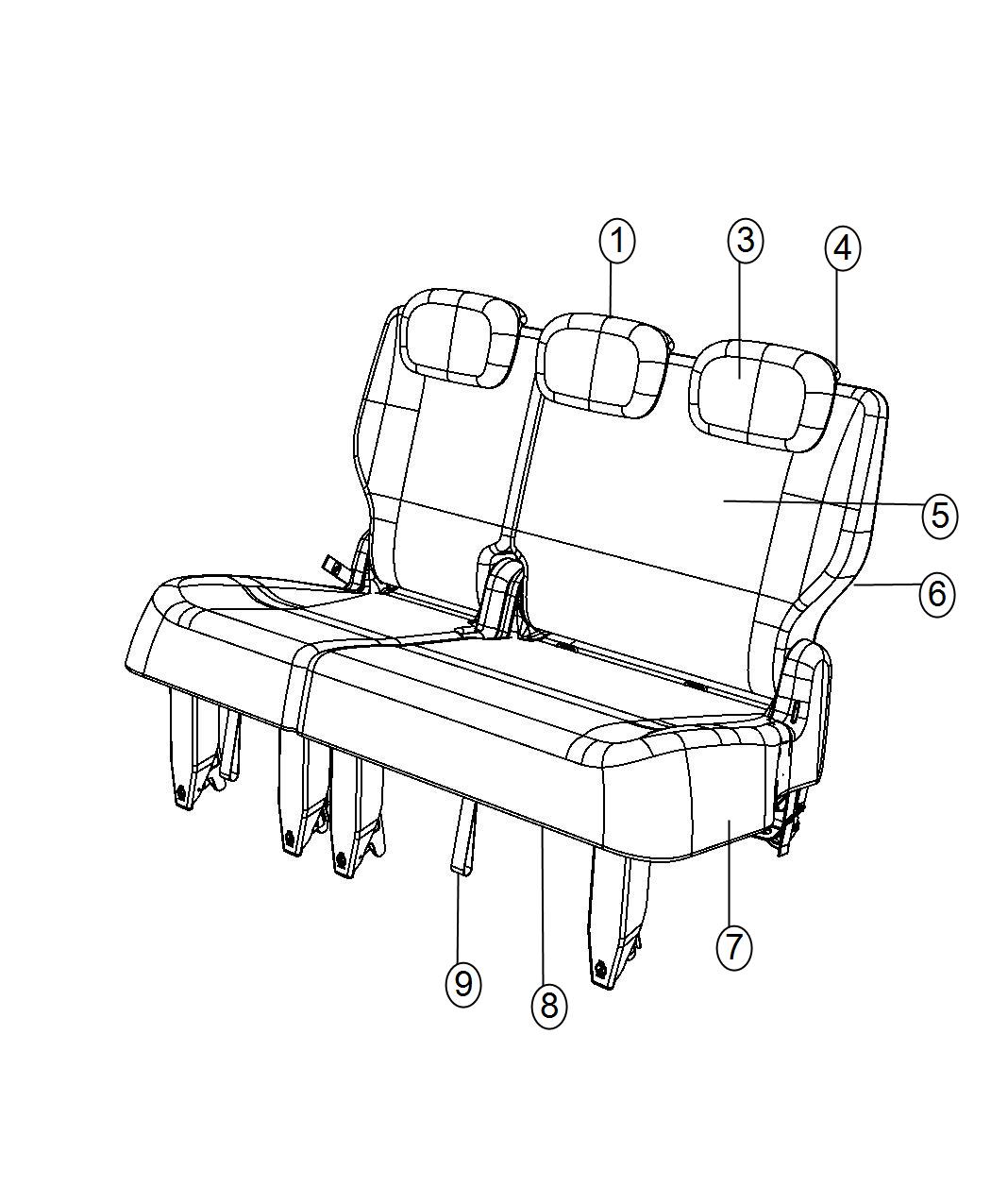 Diagram Rear Seat - Split Seat - Stow and Go - Trim Code [ZL]. for your Chrysler 300 M 