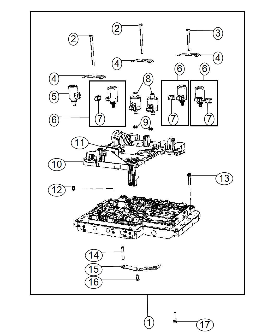 Diagram Valve Body And Related Parts. for your Dodge Charger  