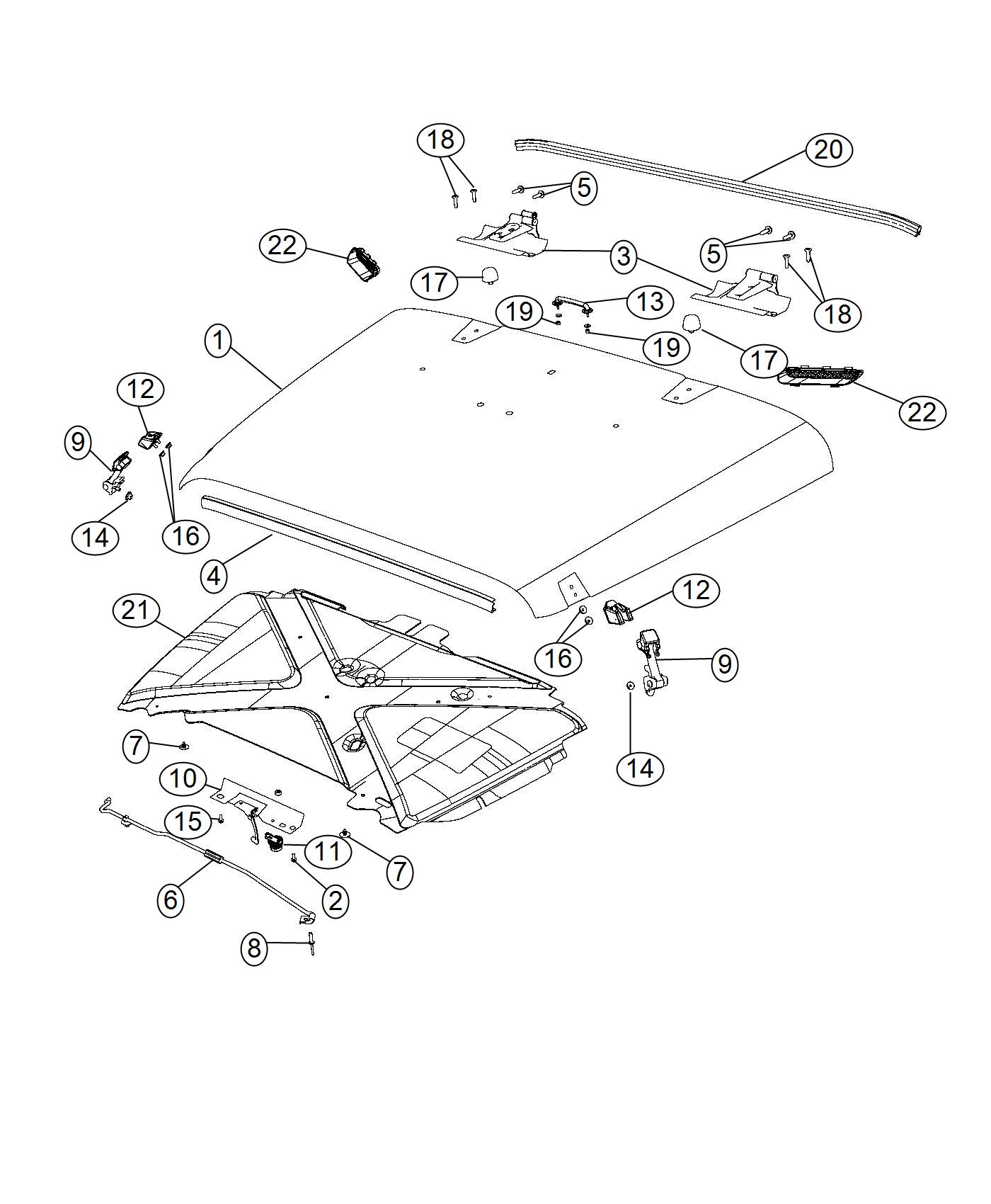 Diagram Hood and Related Parts. for your Jeep