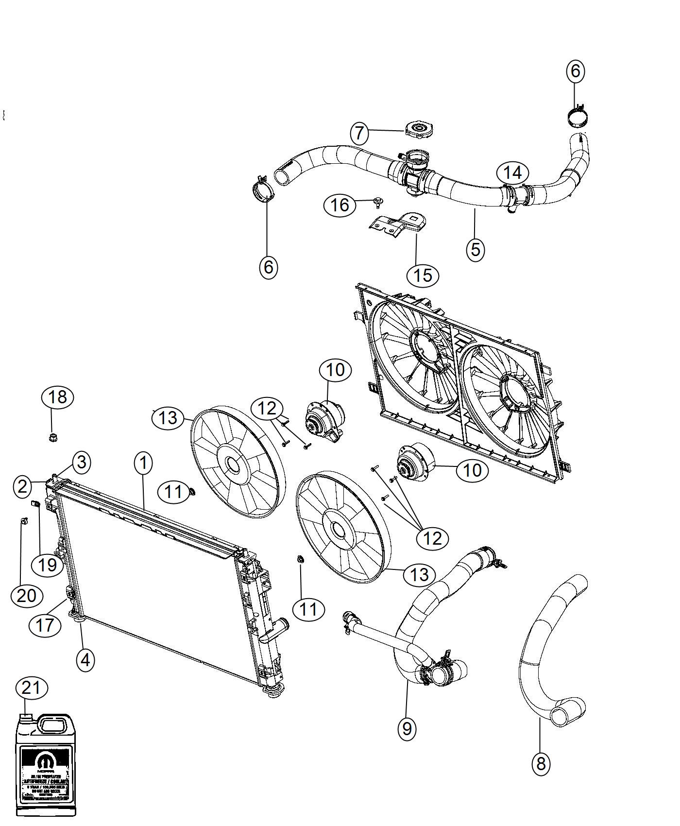 Diagram Radiator and Related Parts. for your 2014 Dodge Avenger   