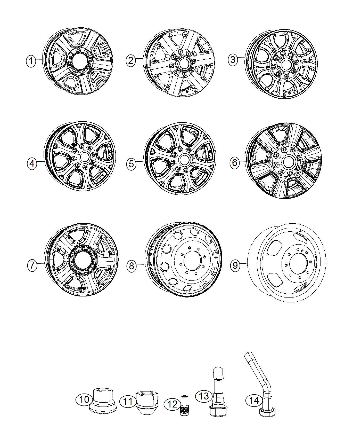 Diagram Wheels and Hardware. for your 2015 Dodge Journey   