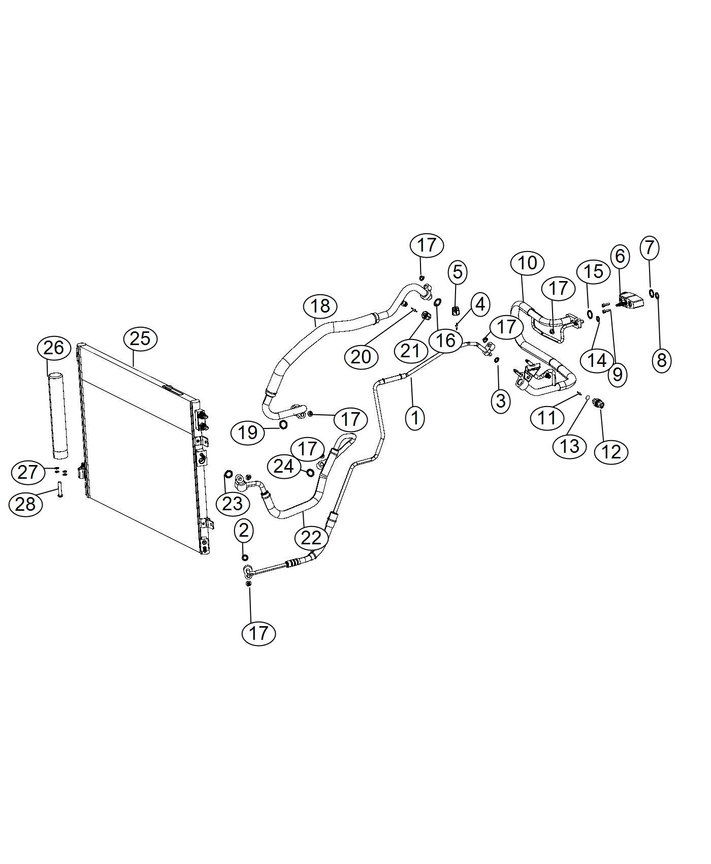 Diagram A/C Plumbing. for your 2005 Jeep Wrangler   