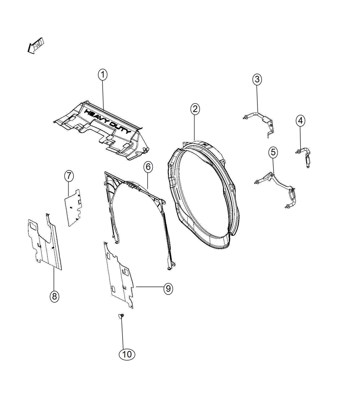 Diagram Radiator Seals. Shields, Baffles, and Shrouds. for your Ram 5500  