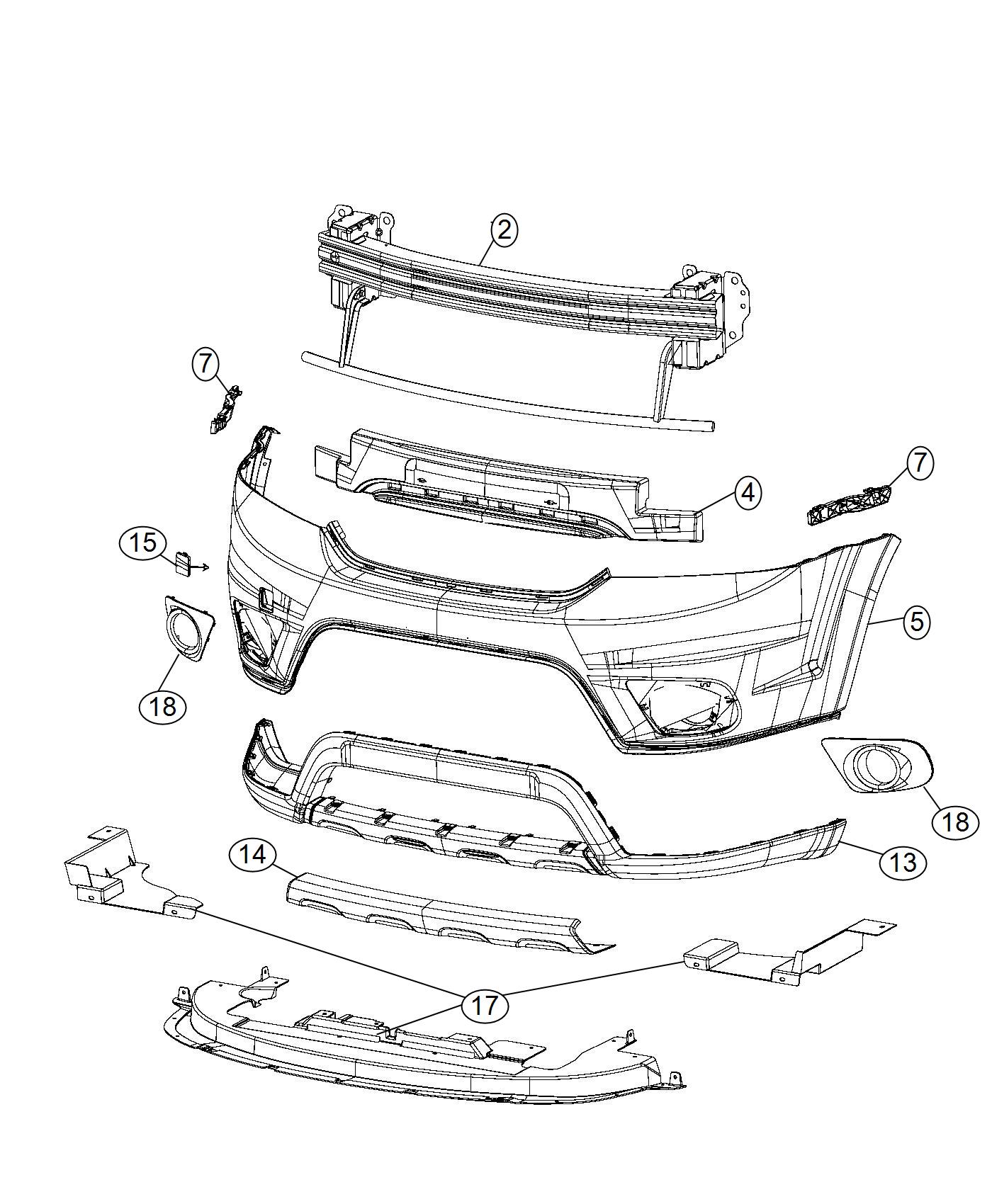 Diagram Fascia, Front. for your 2012 Dodge Journey  R/T 