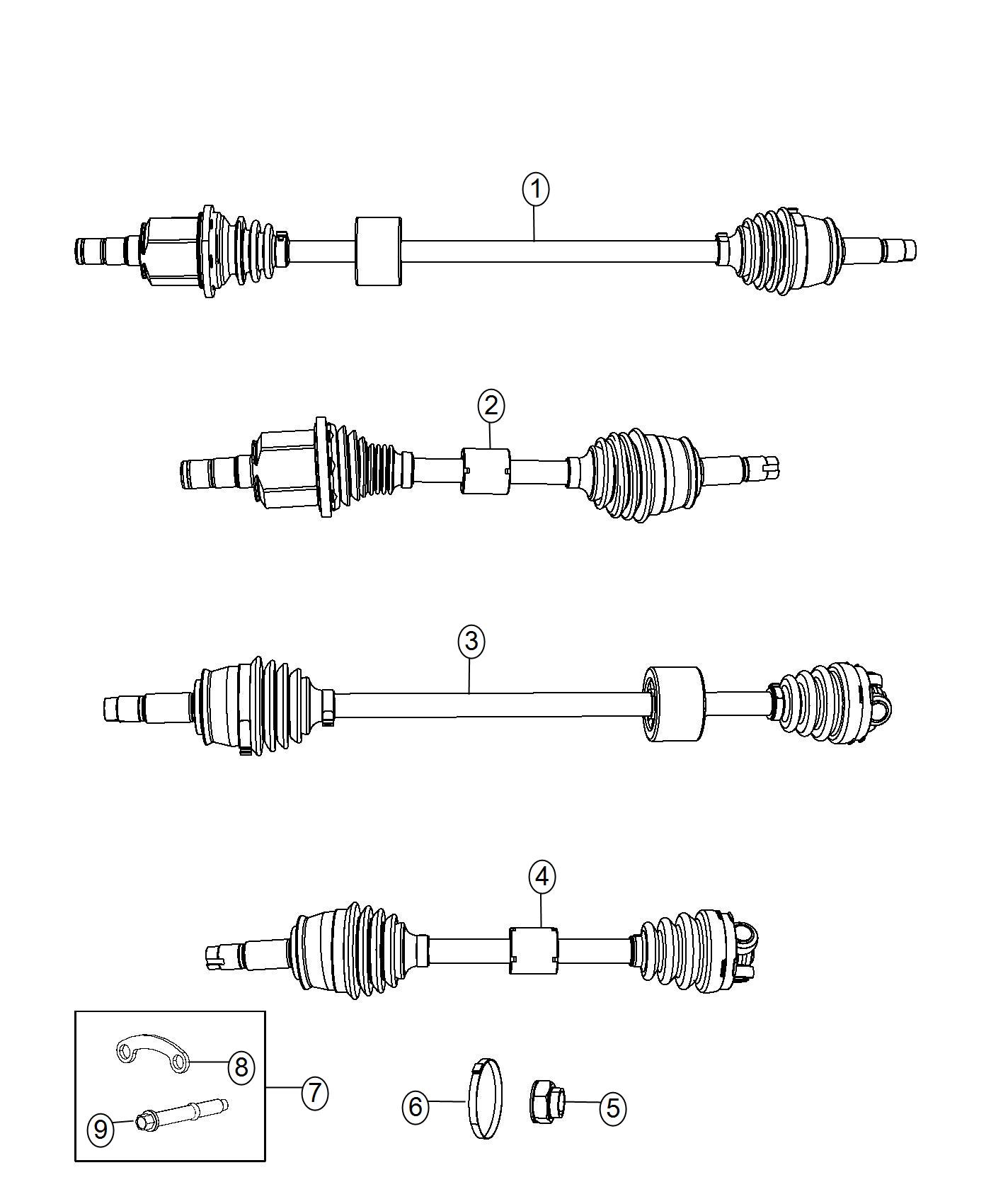 Diagram Front Axle Drive Shafts. for your Chrysler