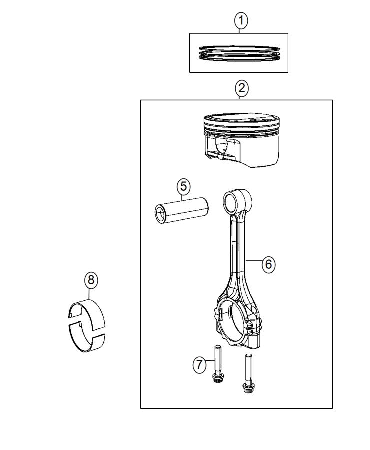 Diagram Pistons, Piston Rings, Connecting Rods And Connecting Rod Bearings 2.4L [2.4L I4 MultiAir Engine]. for your 2000 Chrysler 300  M 