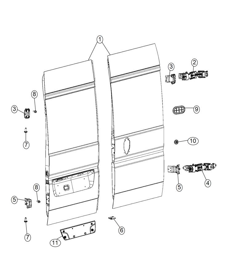 Door, Dual Cargo Shell And Hinges. Diagram