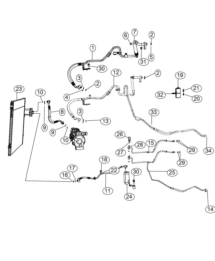 Diagram A/C Plumbing. for your 2001 Jeep Wrangler   