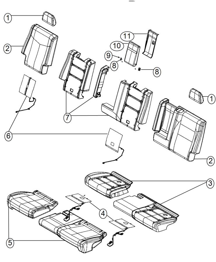 Diagram Rear Seat - Split Seat - Trim Code [VL]. for your 2014 Dodge Journey   