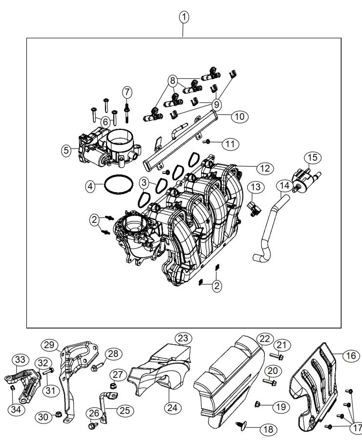 Diagram Intake Manifold 2.4L [2.4L I4 MultiAir Engine]. for your 2020 Jeep Renegade   