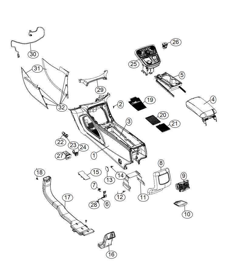 Diagram Floor Console Front. for your Chrysler