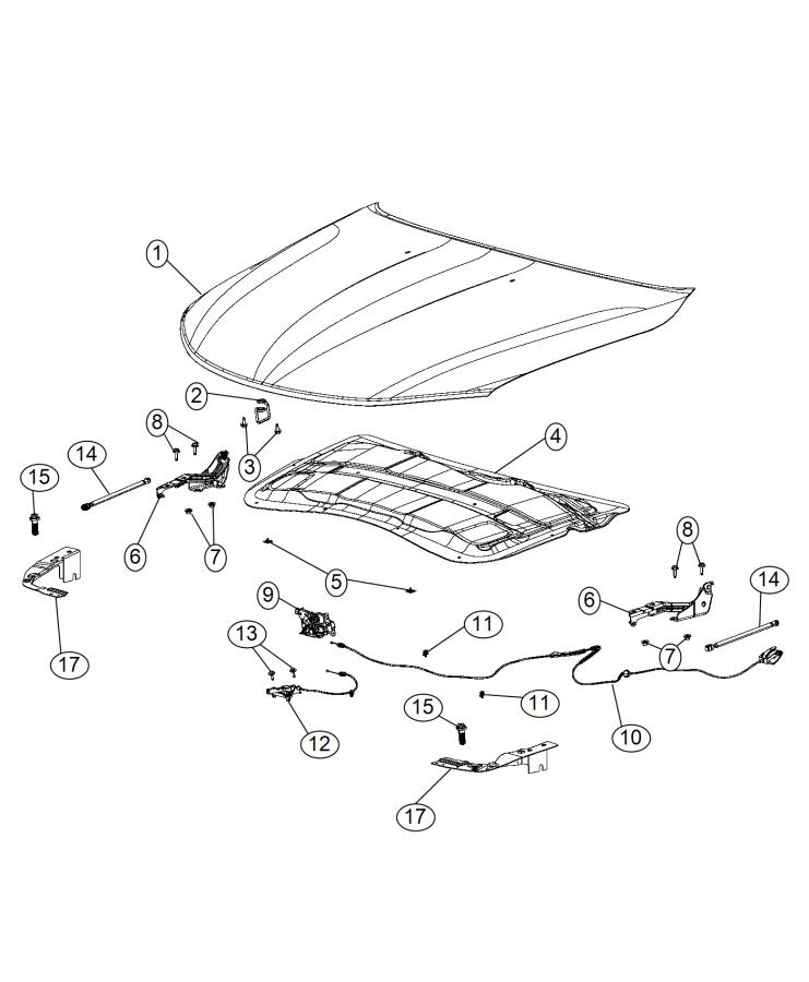 Hood and Related Parts. Diagram