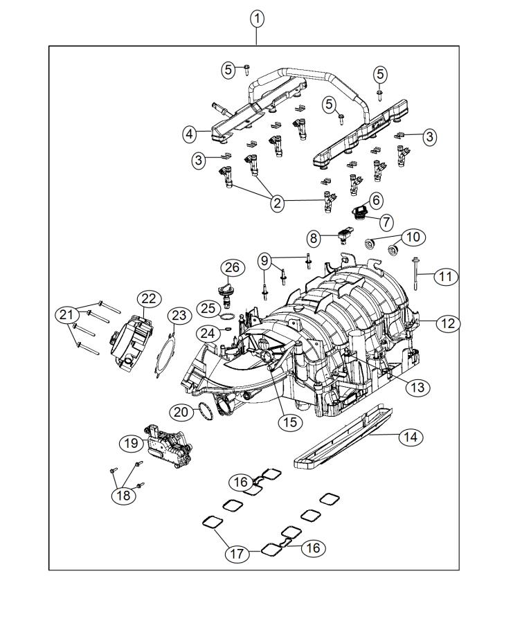 Diagram Engine Intake Manifold 6.4L [6.4L V8 Heavy Duty HEMI MDS Engine]. for your Chrysler 300  M