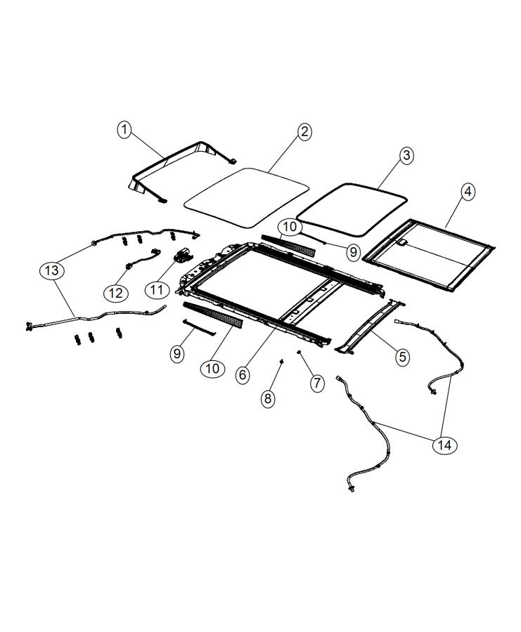 Diagram Sunroof and Related Parts [Power Express Open/Close Sunroof]. for your 2000 Chrysler 300  M 