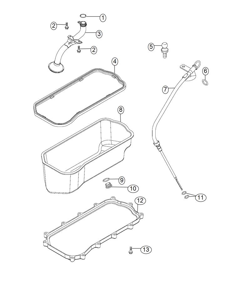 Diagram Engine Oil Pan, Engine Oil Level Indicator And Related Parts 3.0L Diesel [3.0L I4 ECO DIESEL ENGINE]. for your 1999 Chrysler 300  M 