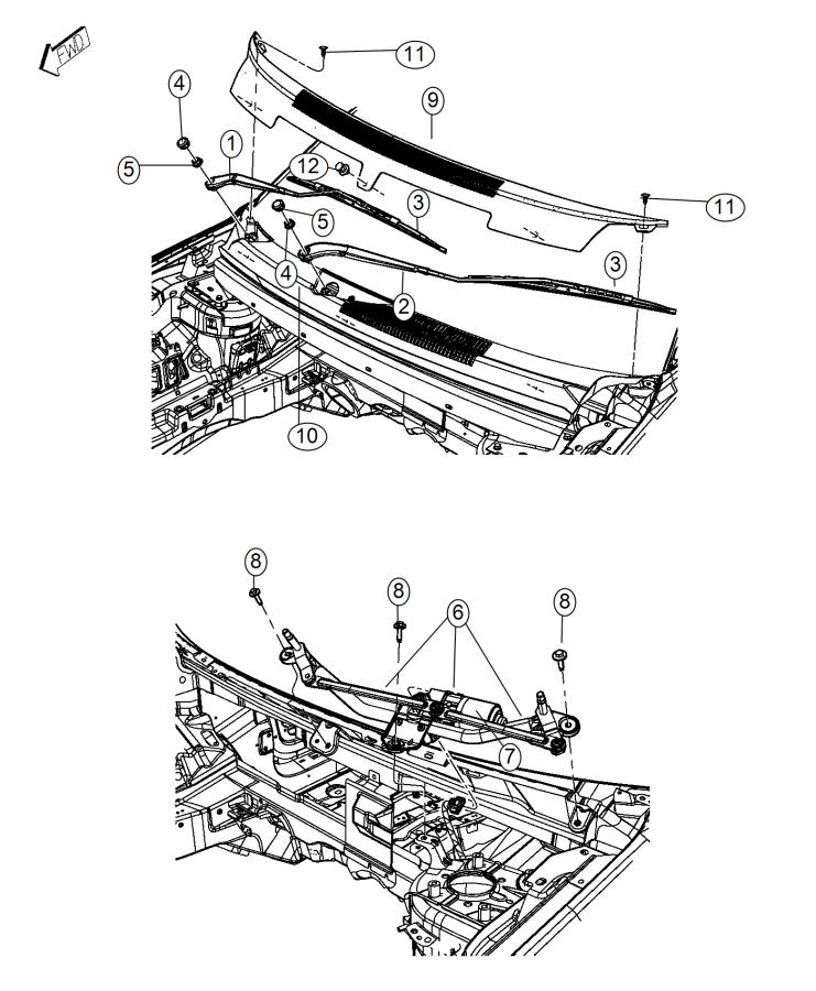 Diagram Front Wiper System. for your 2025 Dodge Charger   