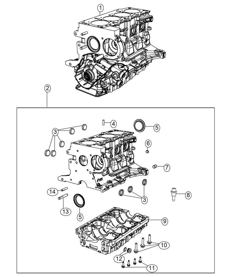 Engine Cylinder Block And Hardware 1.4L [1.4L I4 MULTIAIR 16V Engine]. Diagram