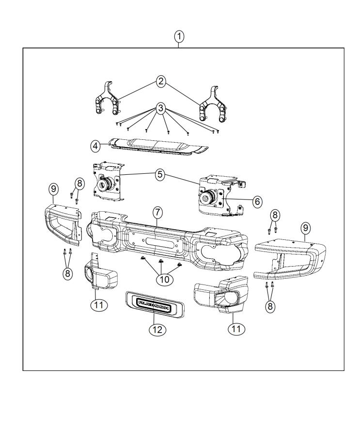 Diagram Bumper Kit, Front. for your 2014 Jeep Wrangler 3.6L V6 M/T 4X4 Unlimited Sahara 