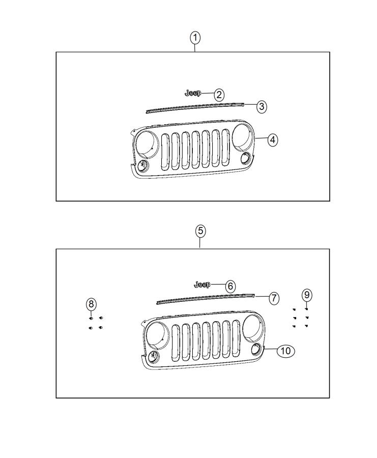 Diagram Grille Kit. for your 2024 Jeep Wrangler   