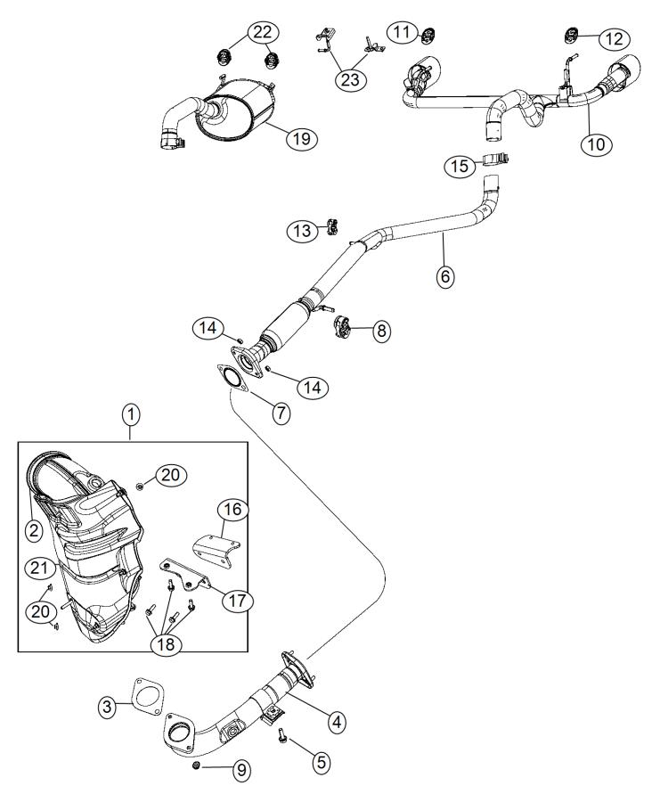 Diagram Exhaust System 1.4L [1.4L I4 16V MultiAir Turbo Engine]. for your 2003 Chrysler 300  M 