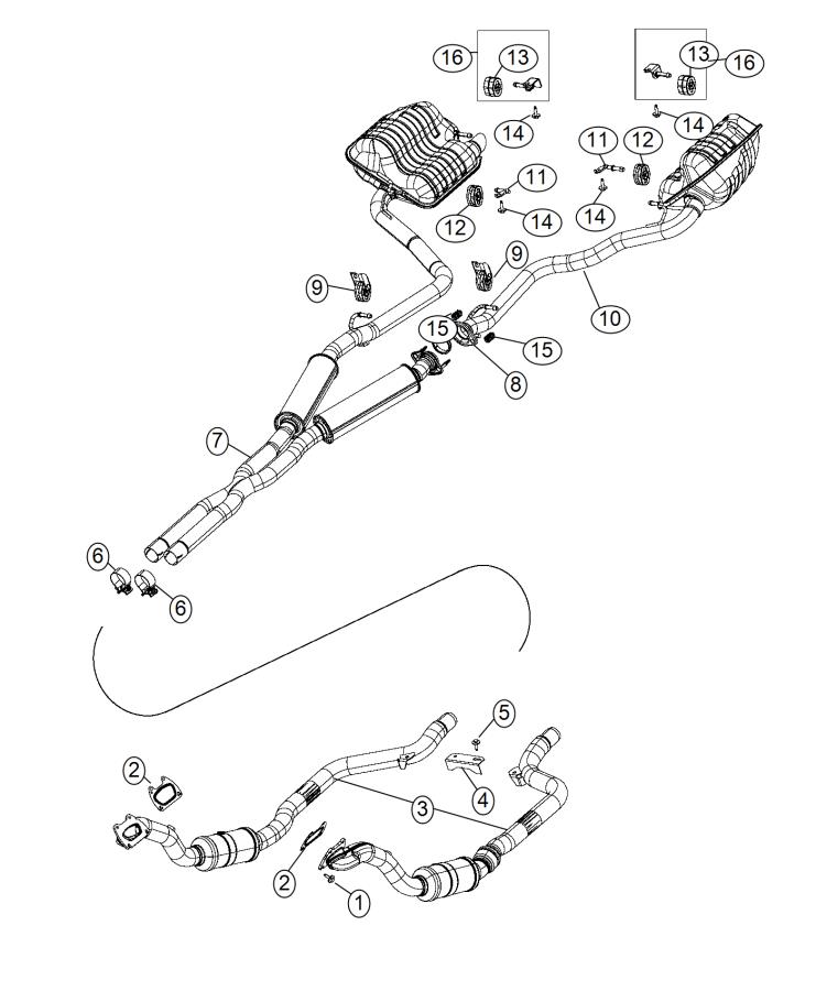 Diagram Exhaust System, [3.6L V6 24V VVT Engine]. for your 2020 Dodge Grand Caravan   