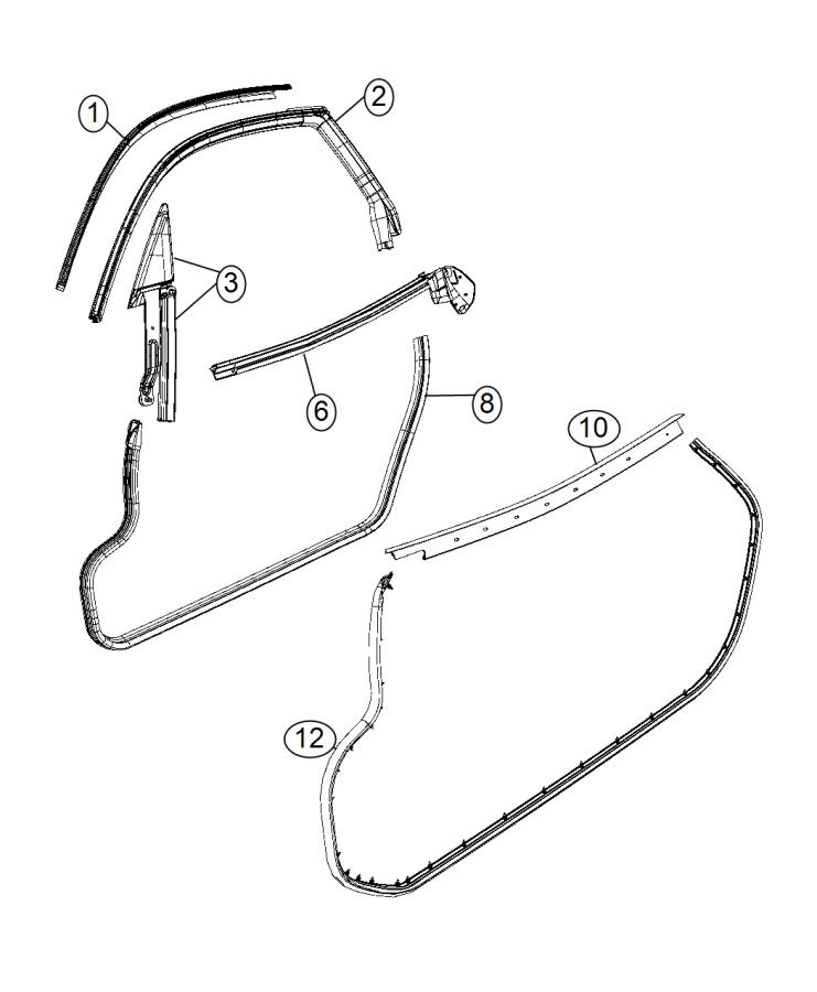 Diagram Weatherstrips, Front Door. for your 2002 Chrysler 300  M 