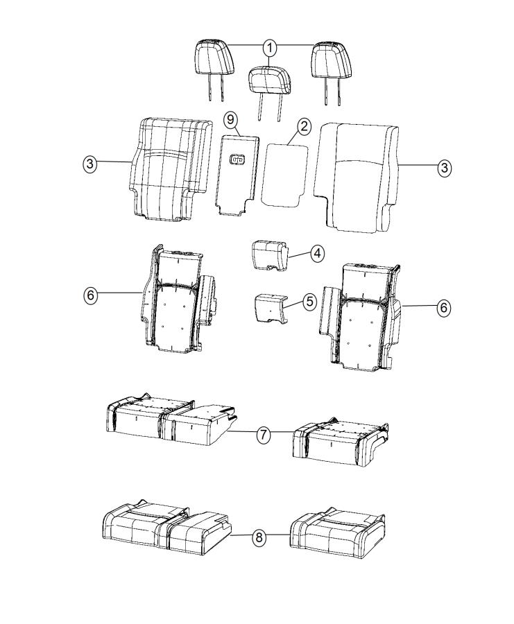 Rear Seat - Split Seat - Without Booster Seats. Diagram